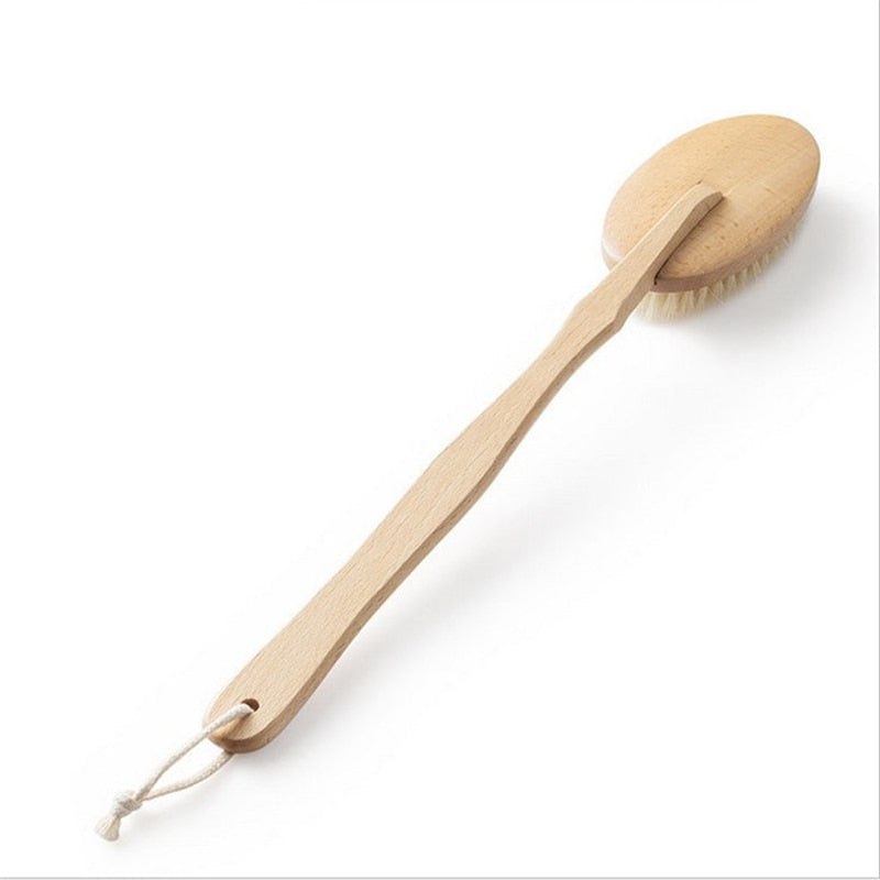 Wooden Natural Bristle Body Scrubber